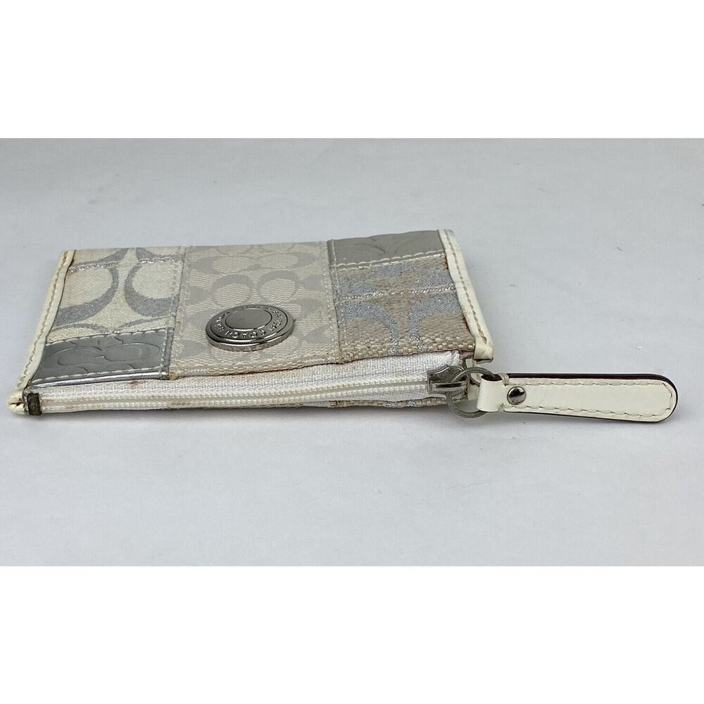 Coach Patchwork White Silver Canvas Small Zip Coi… - image 5